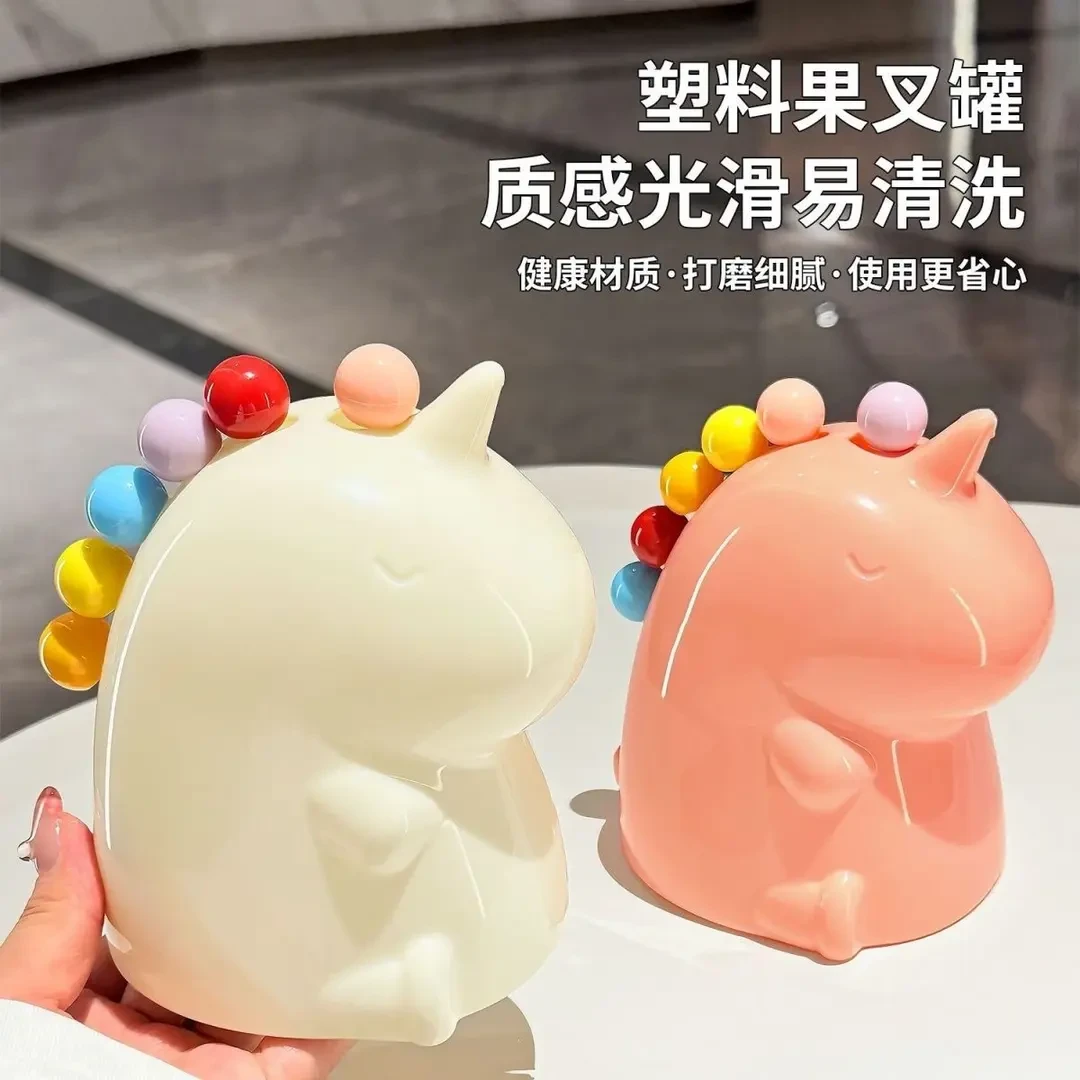 【一罐6支】独角兽水果叉套装家用可爱卡通甜品蛋糕小叉子收纳罐