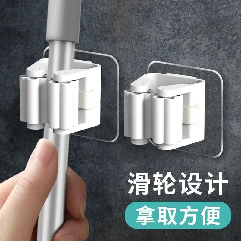 强力免打孔拖把挂钩夹扫把挂钩卫生间厨房浴室置物架收纳拖把夹