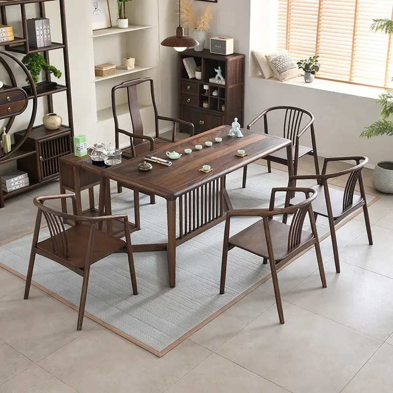 进口黑胡桃木茶桌茶台一整套茶道桌全套客厅家用高颜值家具茶几