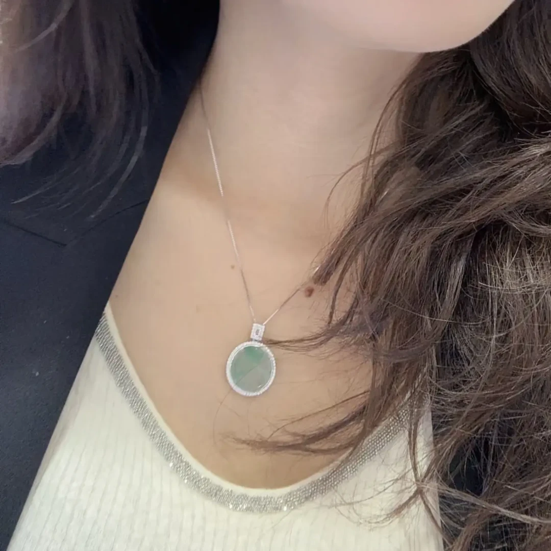 坠链均925银石英石（处理） 无事牌简约轻奢镶嵌坠链送女友银925