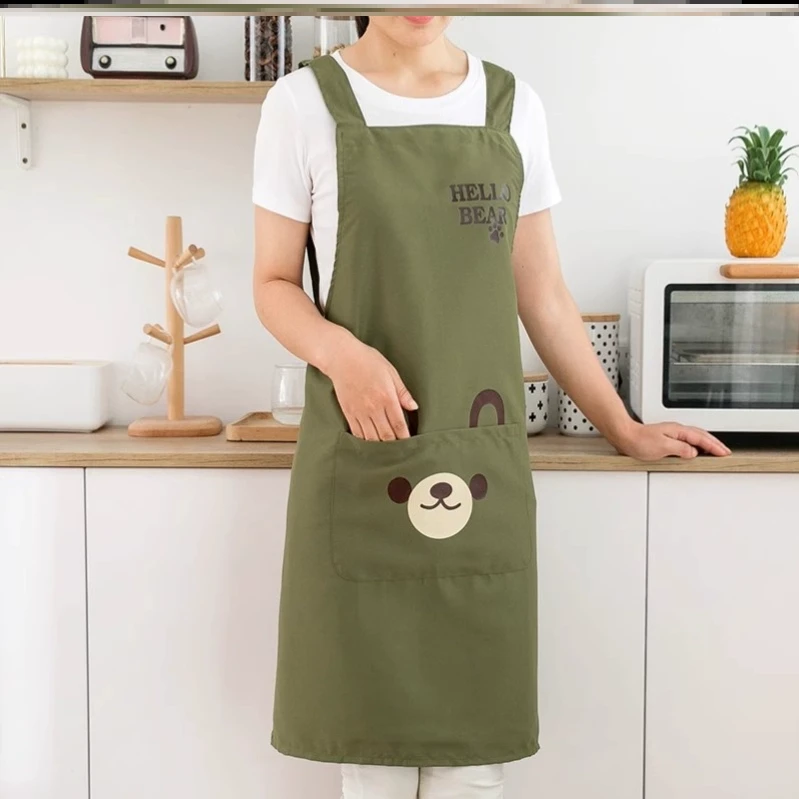 2025新款网红夏天可爱小熊无袖肩带围裙厨房家用小个子夏天好看的