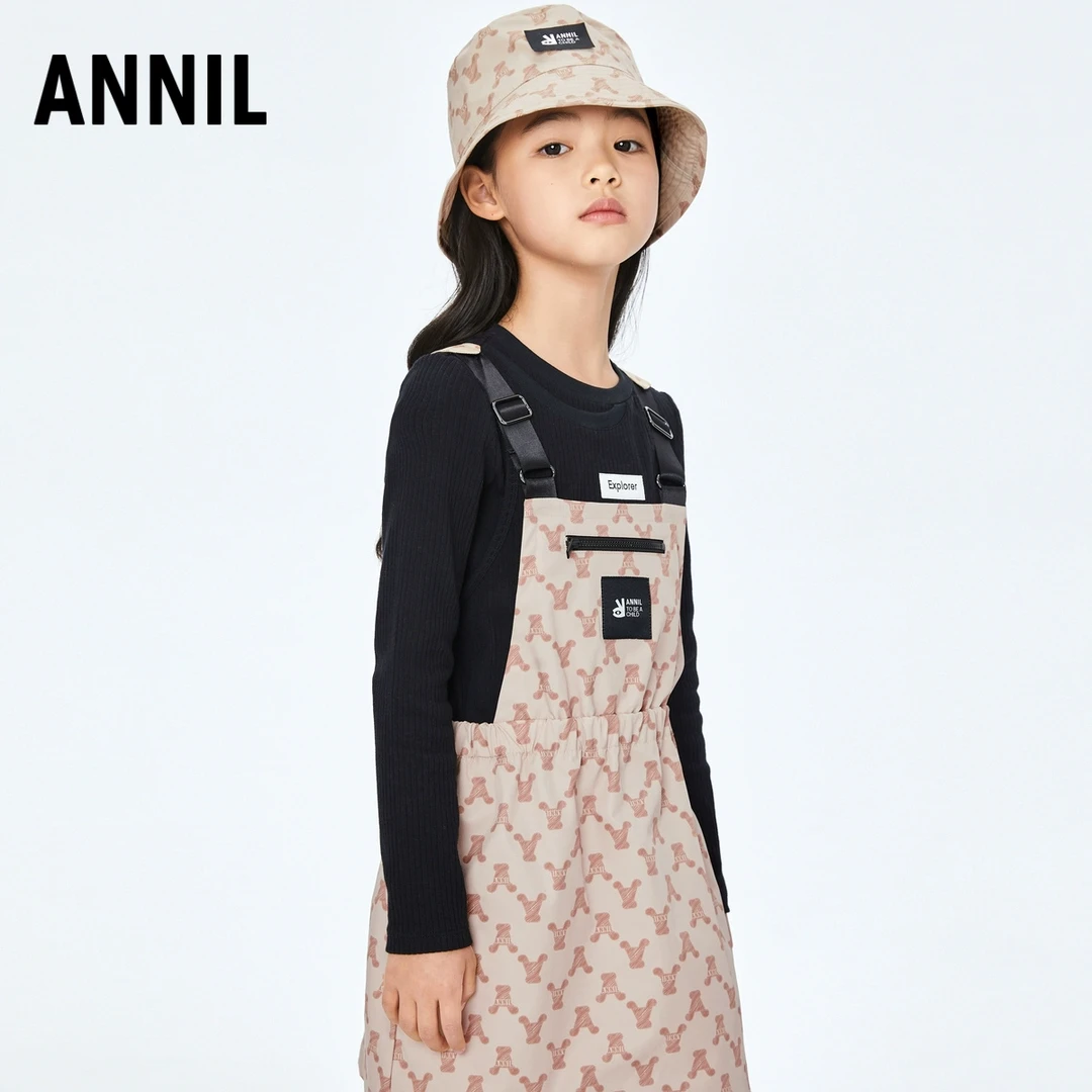 安奈儿女童圆领长袖T恤假两件洋气时尚休闲Polo针织衫AG331612