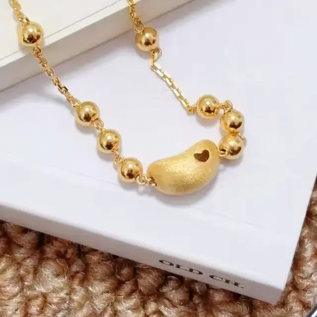 925银手链 金色纯银镀18k轻奢金豆豆手链小众时尚简约