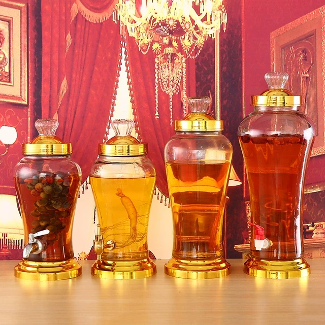 泡酒玻璃瓶密封罐带龙头家用人参白酒药酒密封罐酿酒瓶泡酒罐酒坛