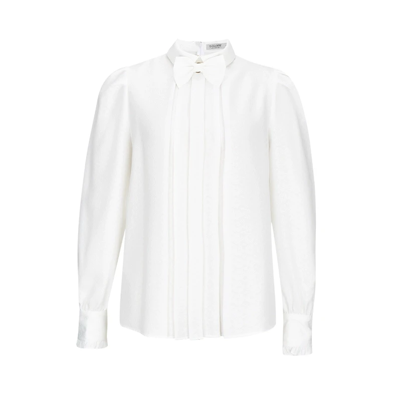 D-HARRY/迪哈利肌理感褶皱衬衫新款蝴蝶结上衣DH214R93278D