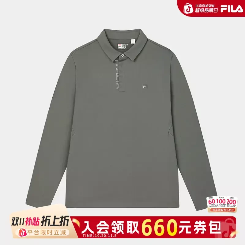 Fila/斐乐2024男装春季新款轻商务针织运动长袖POLO衫F11M513201F