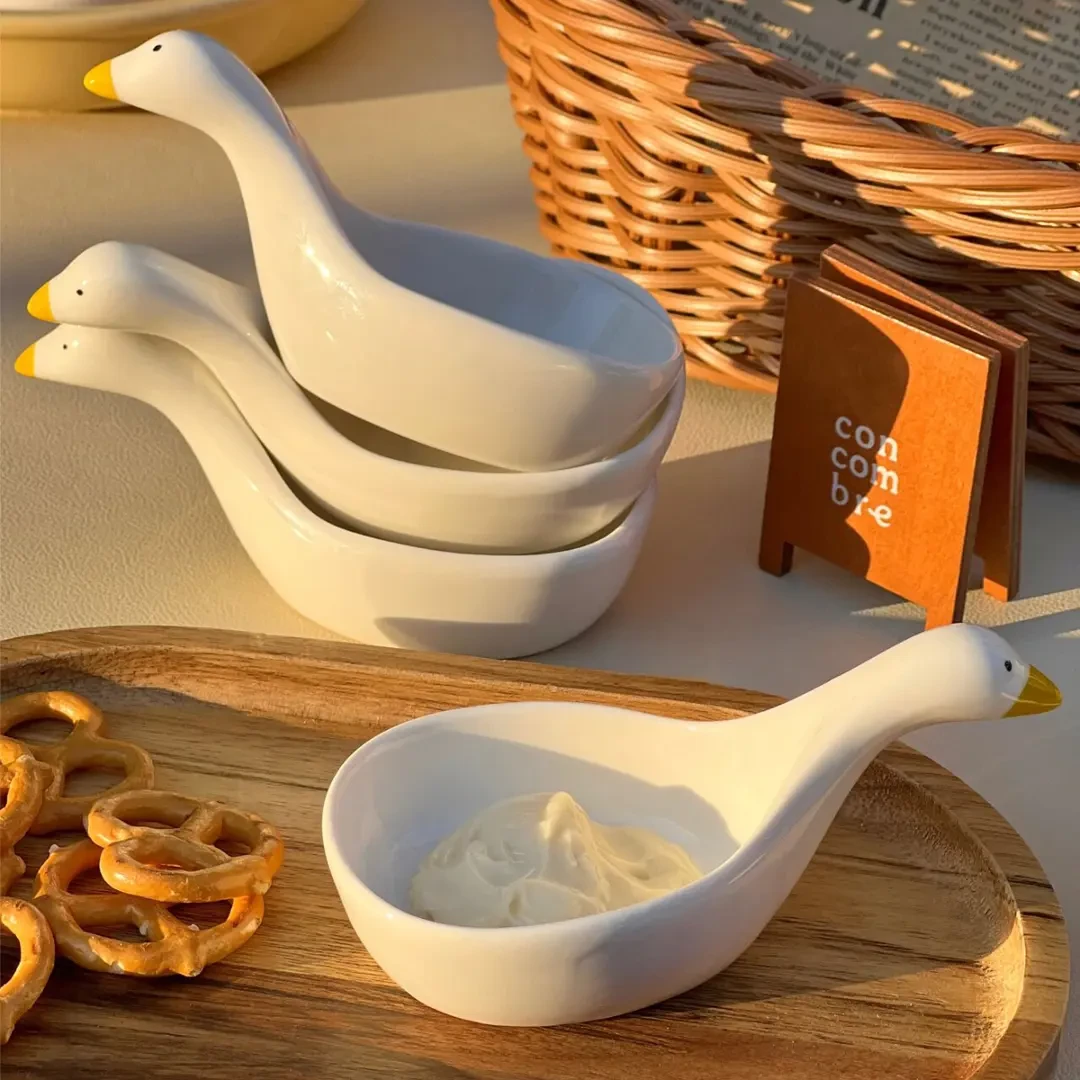 ins创意蘸料碟家用陶瓷醋碟调料小碟子可爱小鸭味碟番茄酱沙拉酱