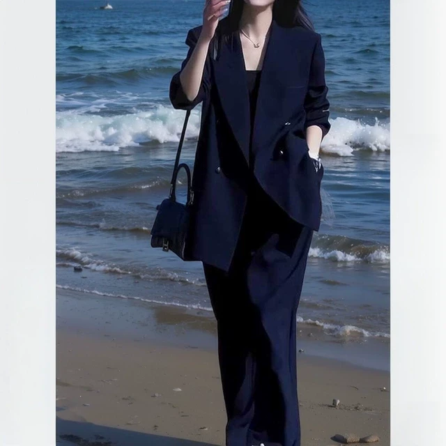 大码高级感西装套装女春秋胖mm高端气质休闲显瘦西服阔腿裤两件套