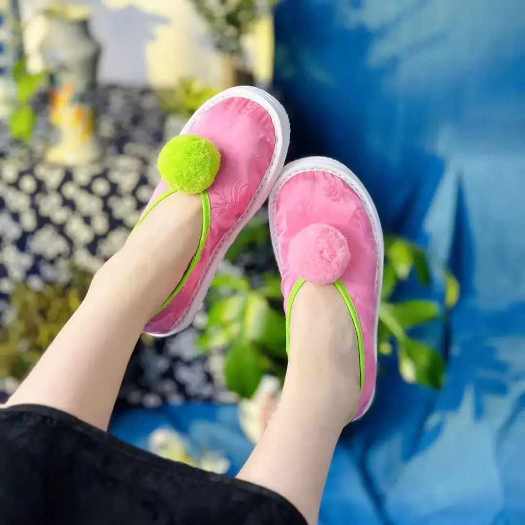 【粉泡泡】中国风透气养脚刺绣纯手工千层底布鞋民族风