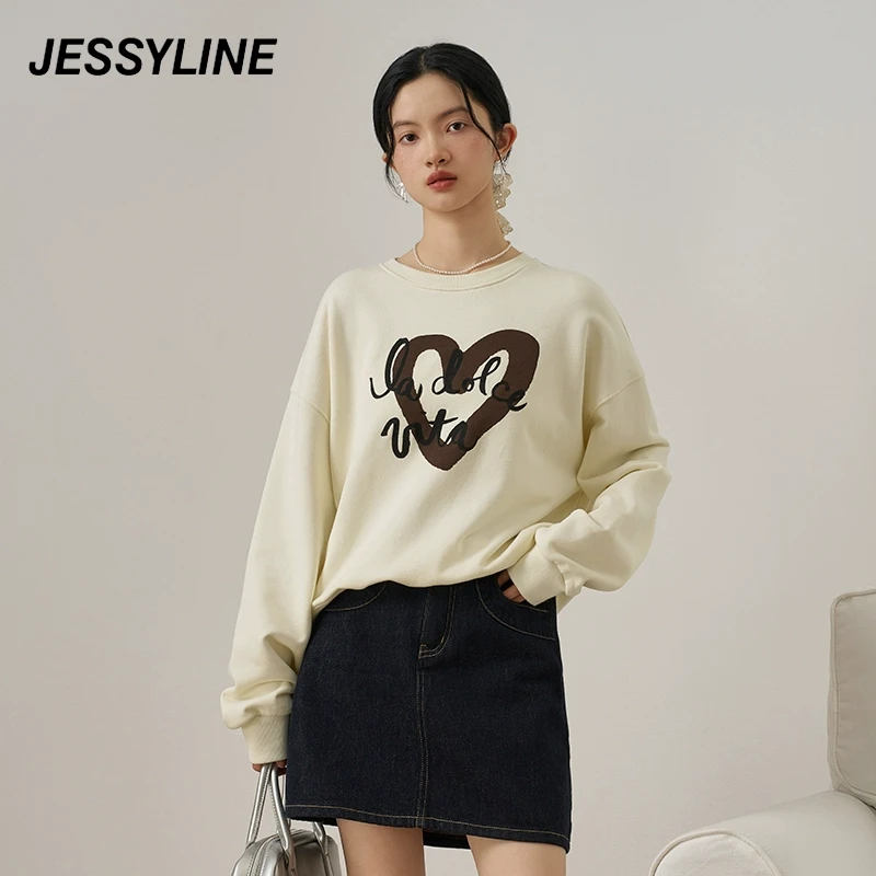 jessyline2025早春新款 杰茜莱宽松套头卫衣女上衣 432203125