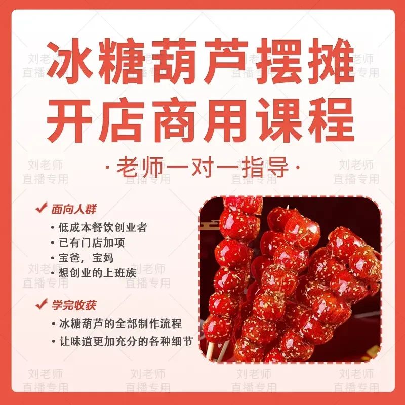【老师一对一指导】冰糖葫芦摆摊开店商用课程+留意短信解锁课程