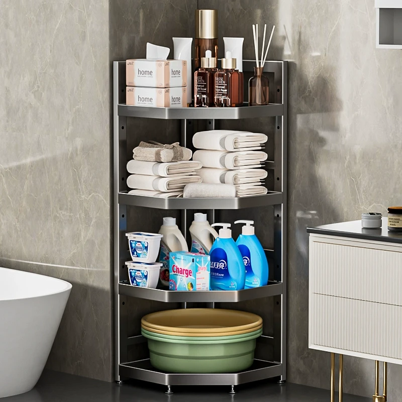 卫生间落地式擎天立地式置地式浴室角架储物柜脸盆洗漱台置物架