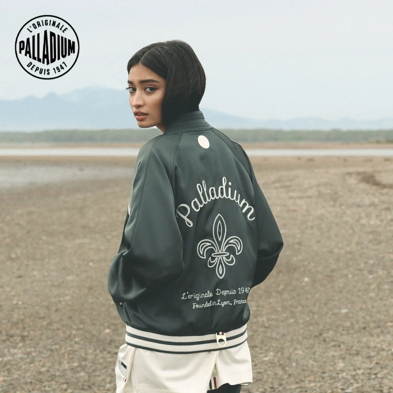 palladium帕拉丁春秋上衣提花鸢尾花立领长袖女款针织外套198989