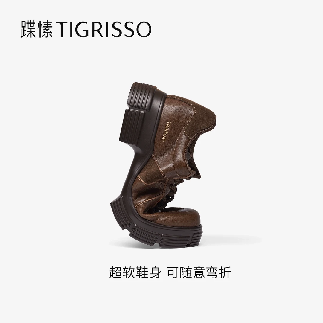 【效应】蹀愫25年春新新派简约增高4.5皮鞋英伦圆头厚底德比鞋