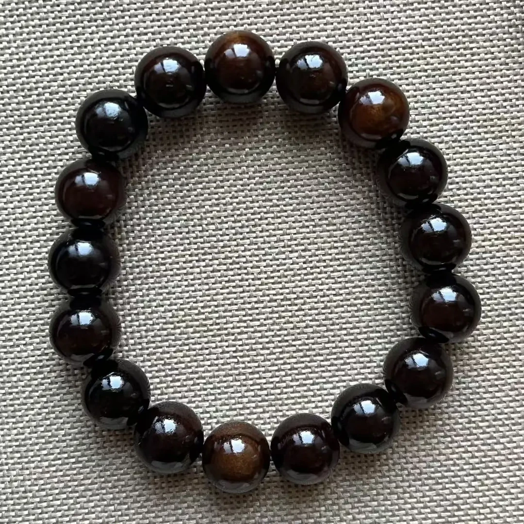 非金属木质手链 枣木玉化手链直径1.2厘米黑里透红原木原色