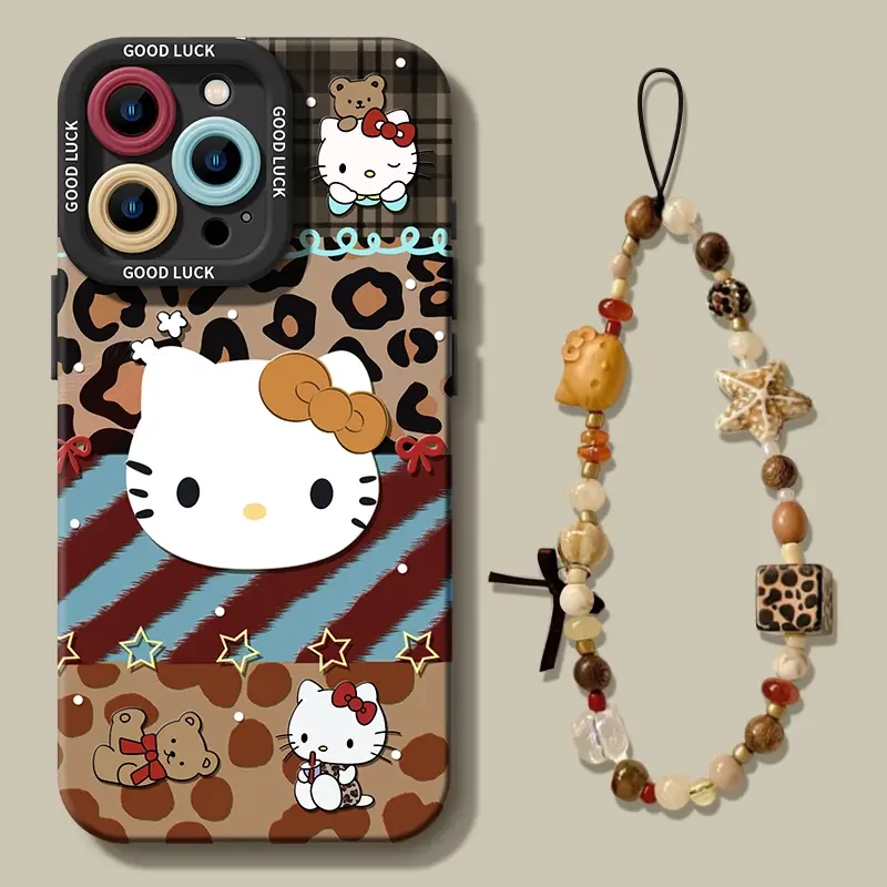 美拉德色系Kitty猫适用苹果16pro手机壳初秋华为vivo小米oppo硅胶