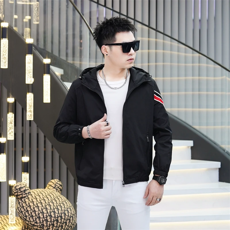 高端欧货潮牌休闲连帽外套男春秋季2025新款潮流时尚百搭男士夹克