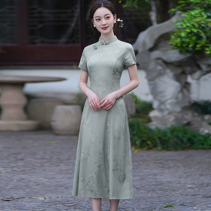 新中式旗袍2025夏季高端上海复古改良日常可穿素雅国风连衣裙高档