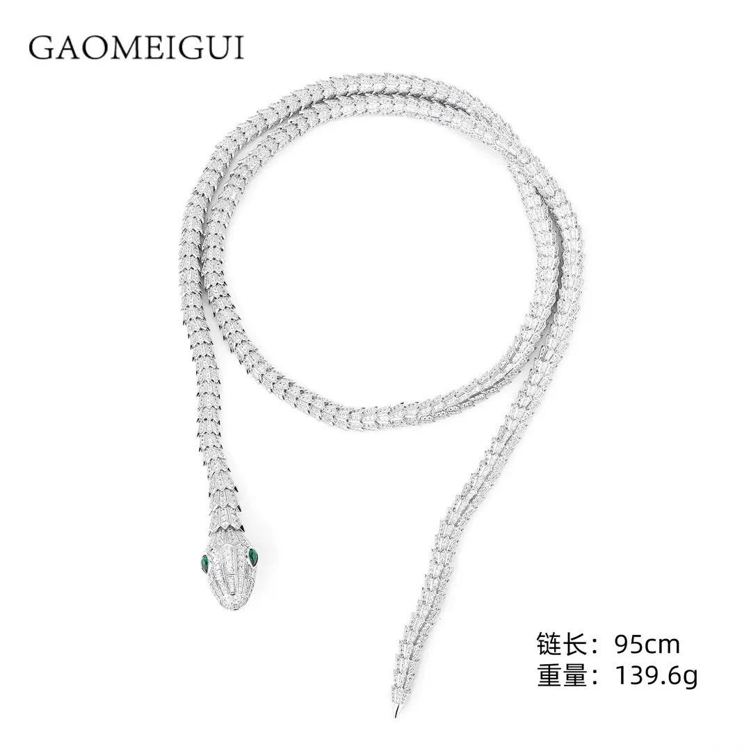 合金合成锆石项链 项链 GAOMEIGUI品牌 海外款 高定高奢蟒蛇项链