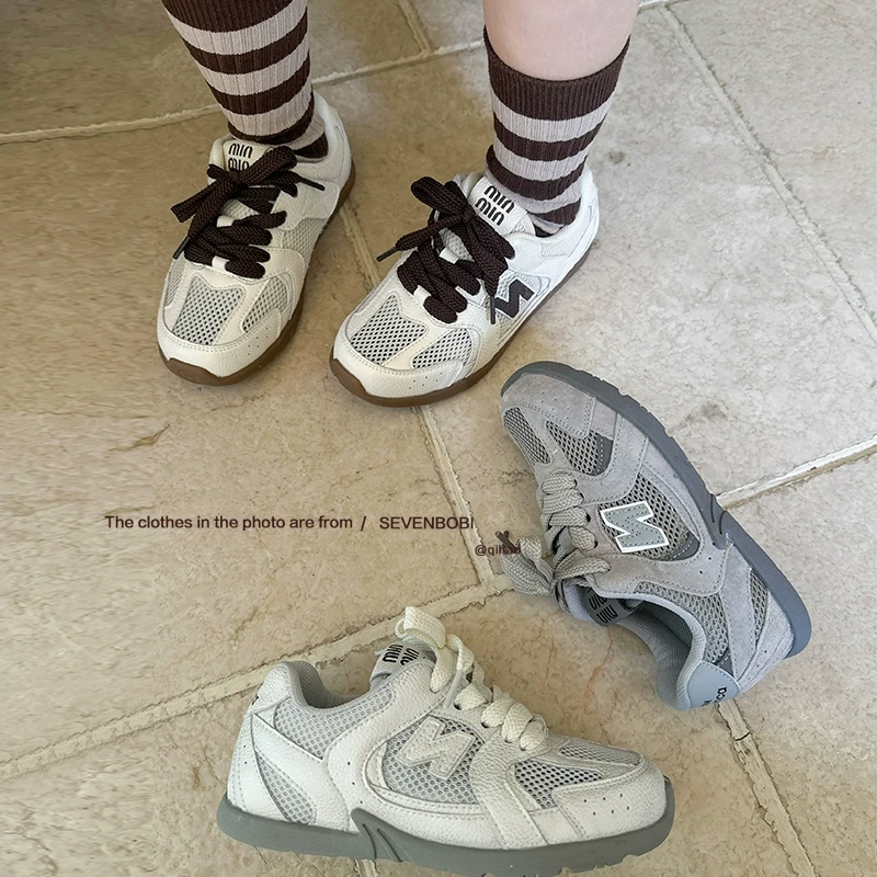 SKD2543女童韩版洋气撞色运动鞋新款儿童透气网面休闲跑步鞋潮