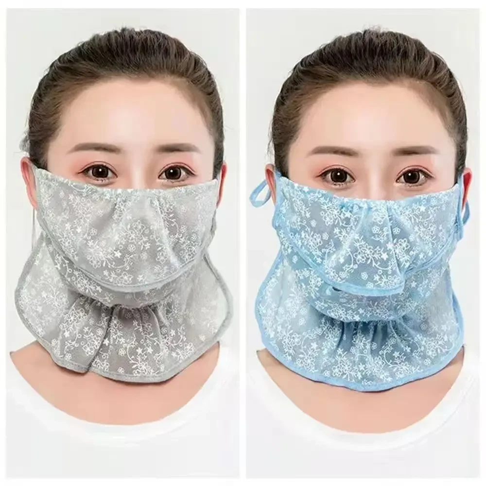 【新款防晒面罩】印花蕾丝遮脸口罩夏季防晒防紫外线轻薄款超轻薄款