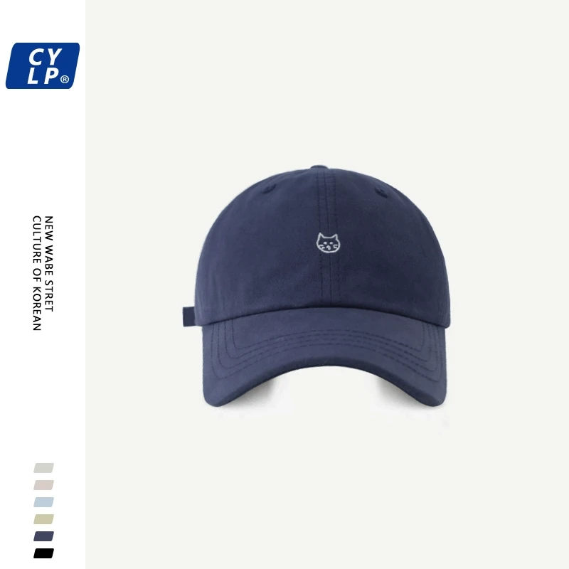 帽子女春夏新款甜美可爱猫咪刺绣棒球帽韩版简约时尚学院风鸭舌帽