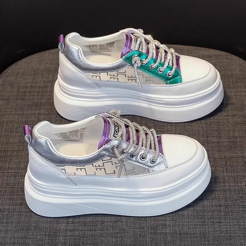 网红厚底小白鞋女潮流2025春季新款增高显瘦单鞋松糕板鞋子夏季