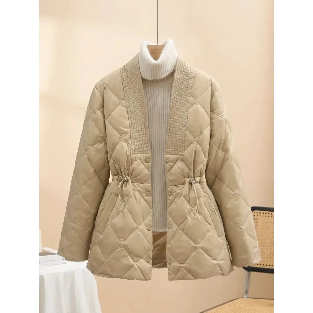 气质轻薄服女2025年冬季新款韩版领中长款外套小个子