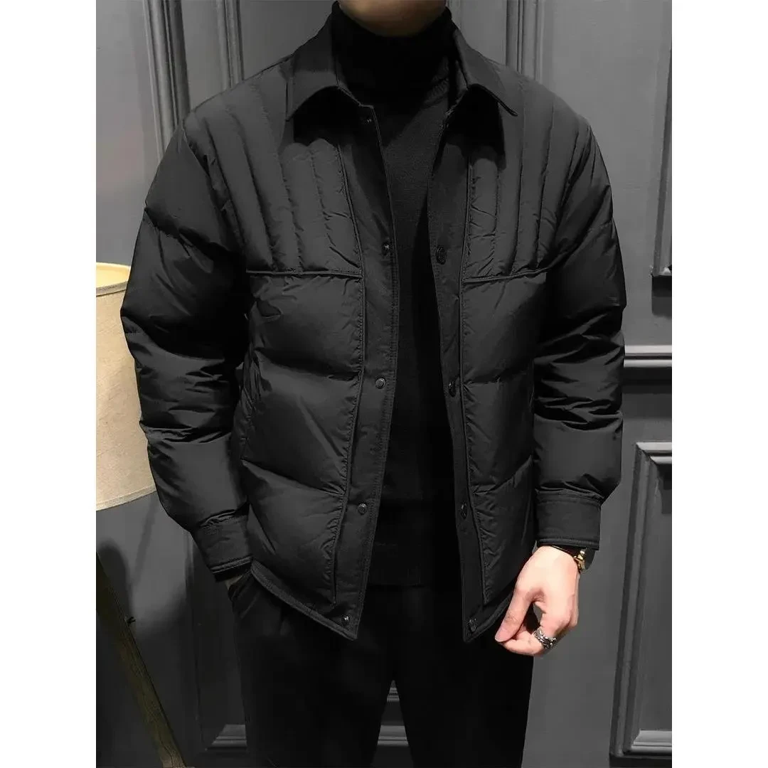 冬季高端羽绒服男2025新款秋冬加厚翻领外套爆款夹克高级商务男装