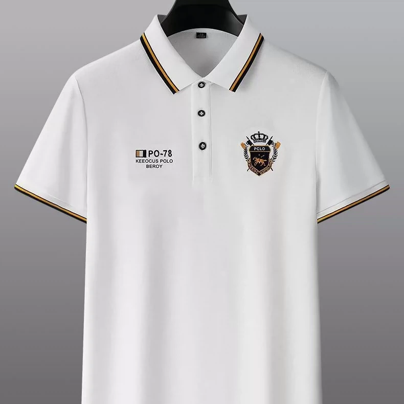 皮尔卡丹夏季男士薄款短袖t恤时尚潮流翻领刺绣半袖Polo衫