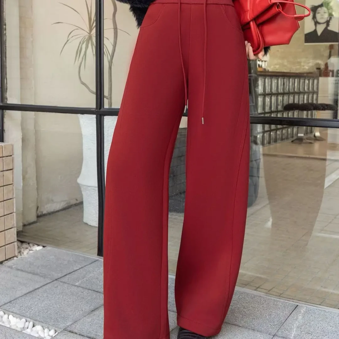 欧货品质春款新款高腰百搭显瘦窄版休闲长裤