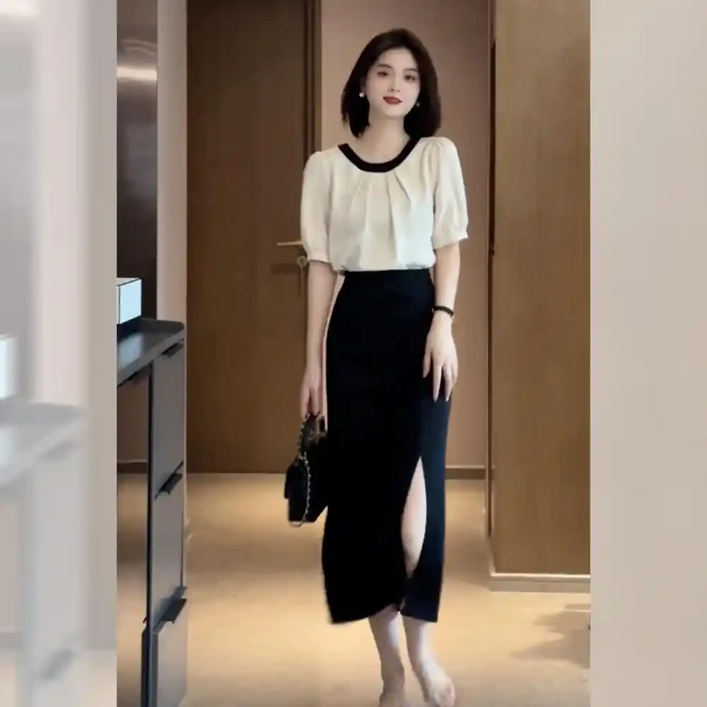 夏季气质穿搭一整套高级感盐系轻熟时尚御姐洋气连衣裙子两件套装