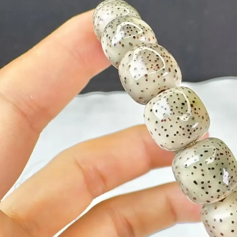 【冰糖爆透牛毛星星点货】同枝果大眼睛星月菩提9X10桶珠手串