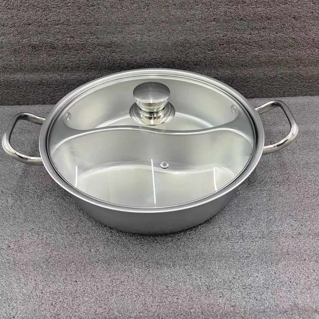 KP316L不锈钢鸳鸯锅加厚一体成型不串味电磁炉专用家用火锅