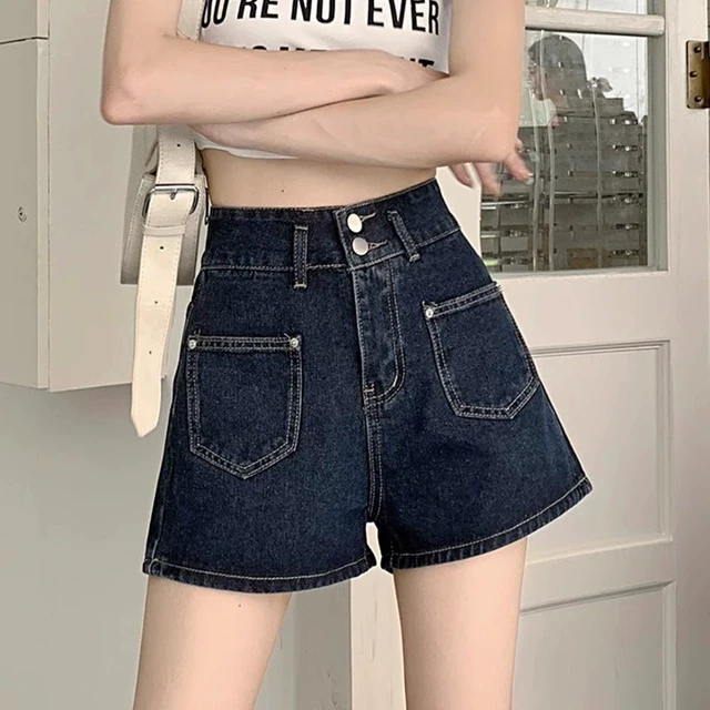 夏季2025新款牛仔裤短裤女高腰显瘦大码时尚小众宽松阔腿A字热裤