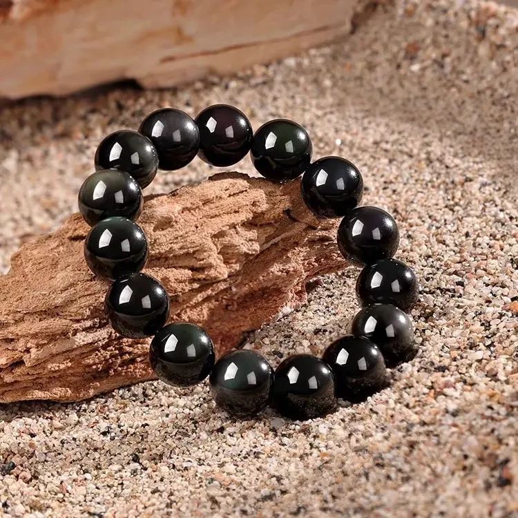 天然黑曜石 彩耀石男女同款 低调的贵族