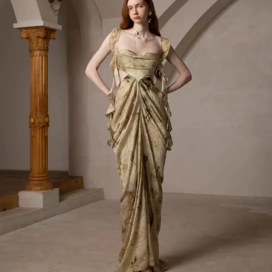 【刘恋同款】DAVVERO MI 25春夏 缎面度假吊带连衣裙长裙礼服晨袍