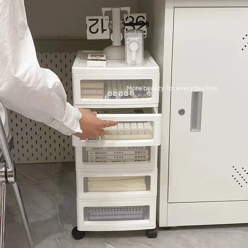 抽屉式家用桌下零食文具储物柜收纳柜移动分层小推车免安装置物架