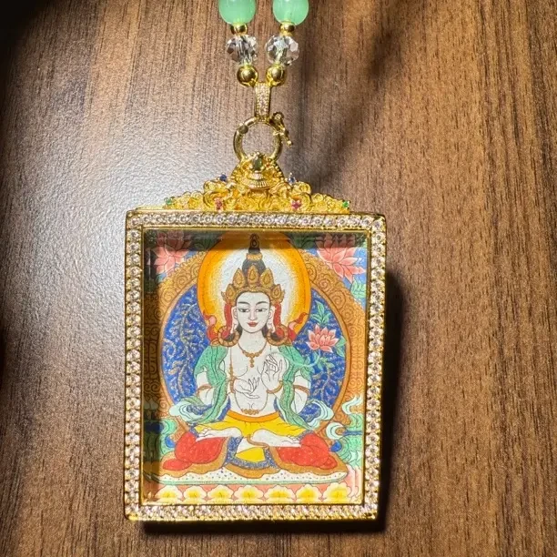 铜吊坠 生肖守护系列，大势至，天然矿物原料纯手绘.