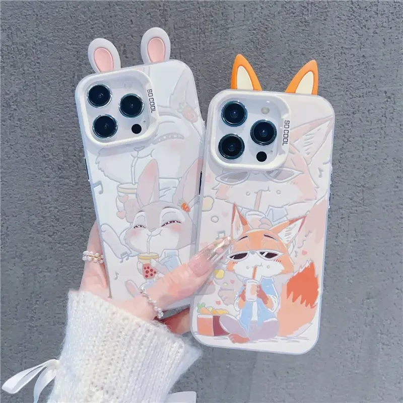 适用朱迪尼克立体耳朵苹果16iPhone15元气手机壳华为vivo小米防摔