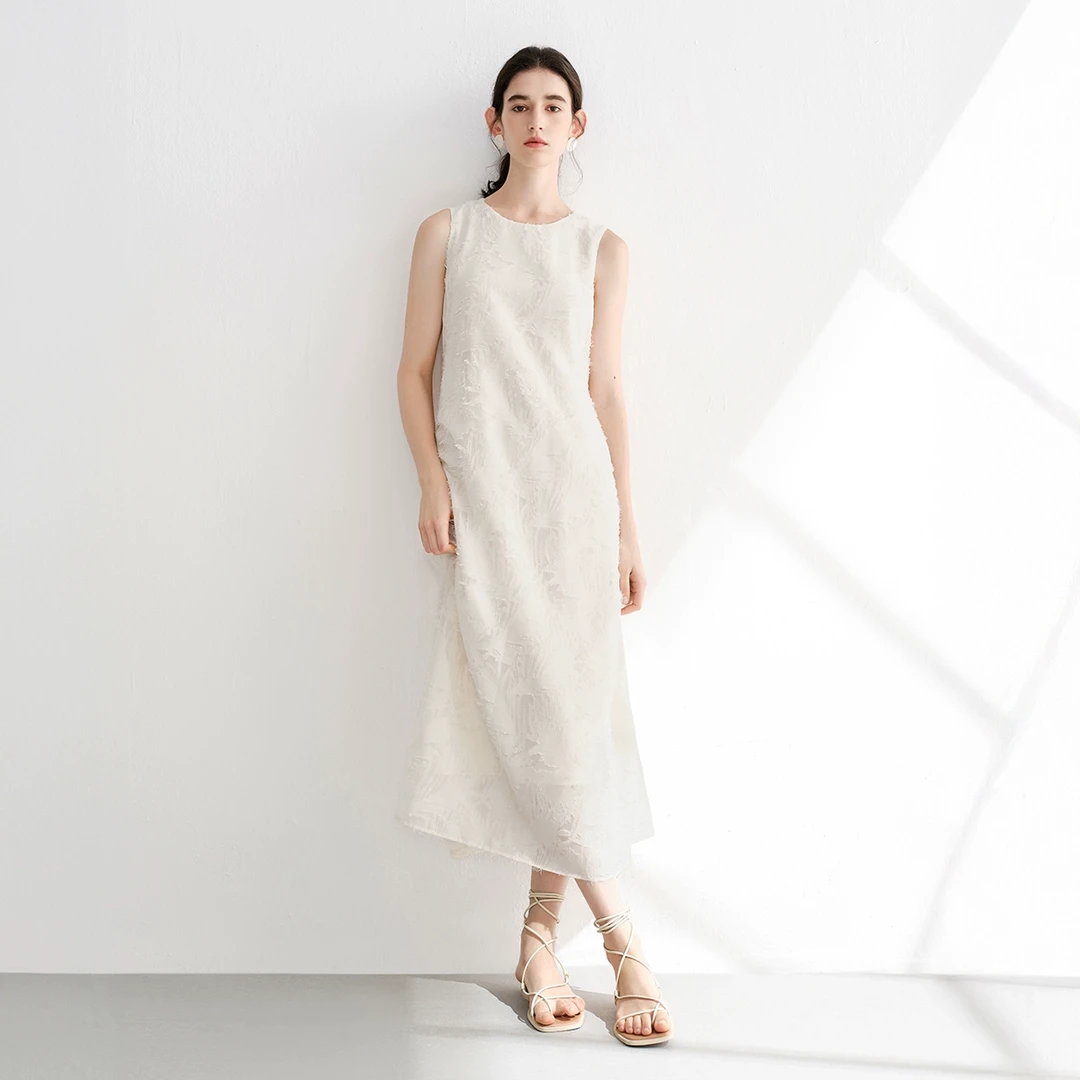 【绿子粉丝】亦谷无袖连衣裙女装2025夏季轻奢洋气长裙子G5SAL132