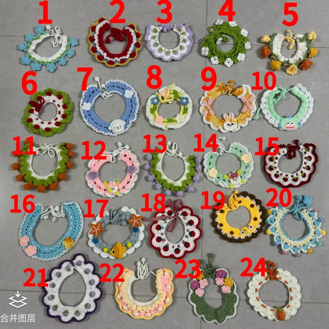 手工编织猫咪项圈软糯毛球可爱柔软宠物拍照饰品