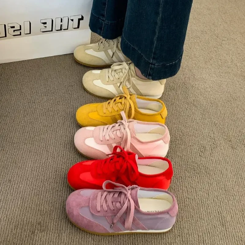 黄色德训鞋子女2025新款爆款夏季薄款透气阿甘鞋百搭运动68089