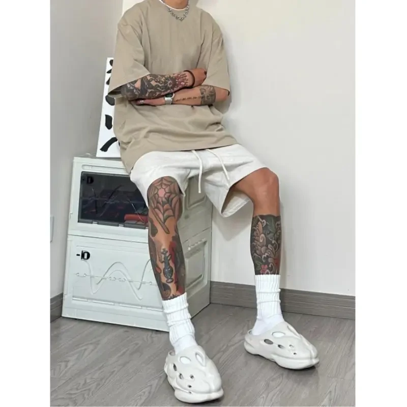 美式跑步篮球运动短裤男白灰色基础款夏季2025新款高街短裤推荐