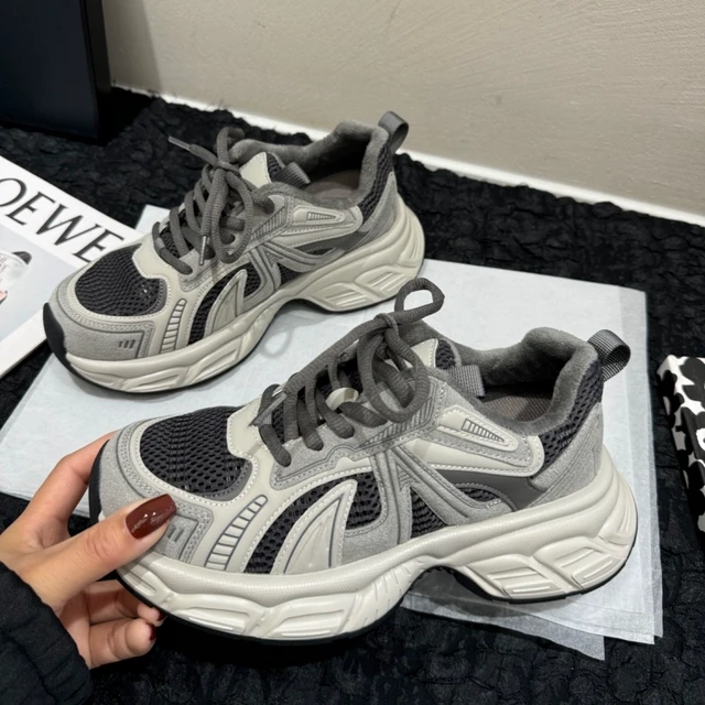 加绒真皮欧洲站老爹鞋女厚底松糕鞋女2025冬季棉鞋新款休闲运动鞋