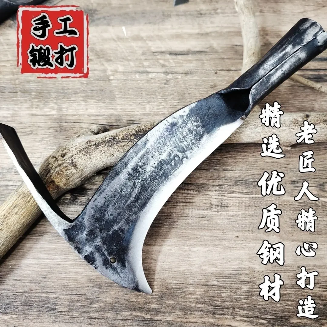 手工锻打弹簧钢柴刀鸟刀砍柴两用户外砍树锋利一体弯刀新款