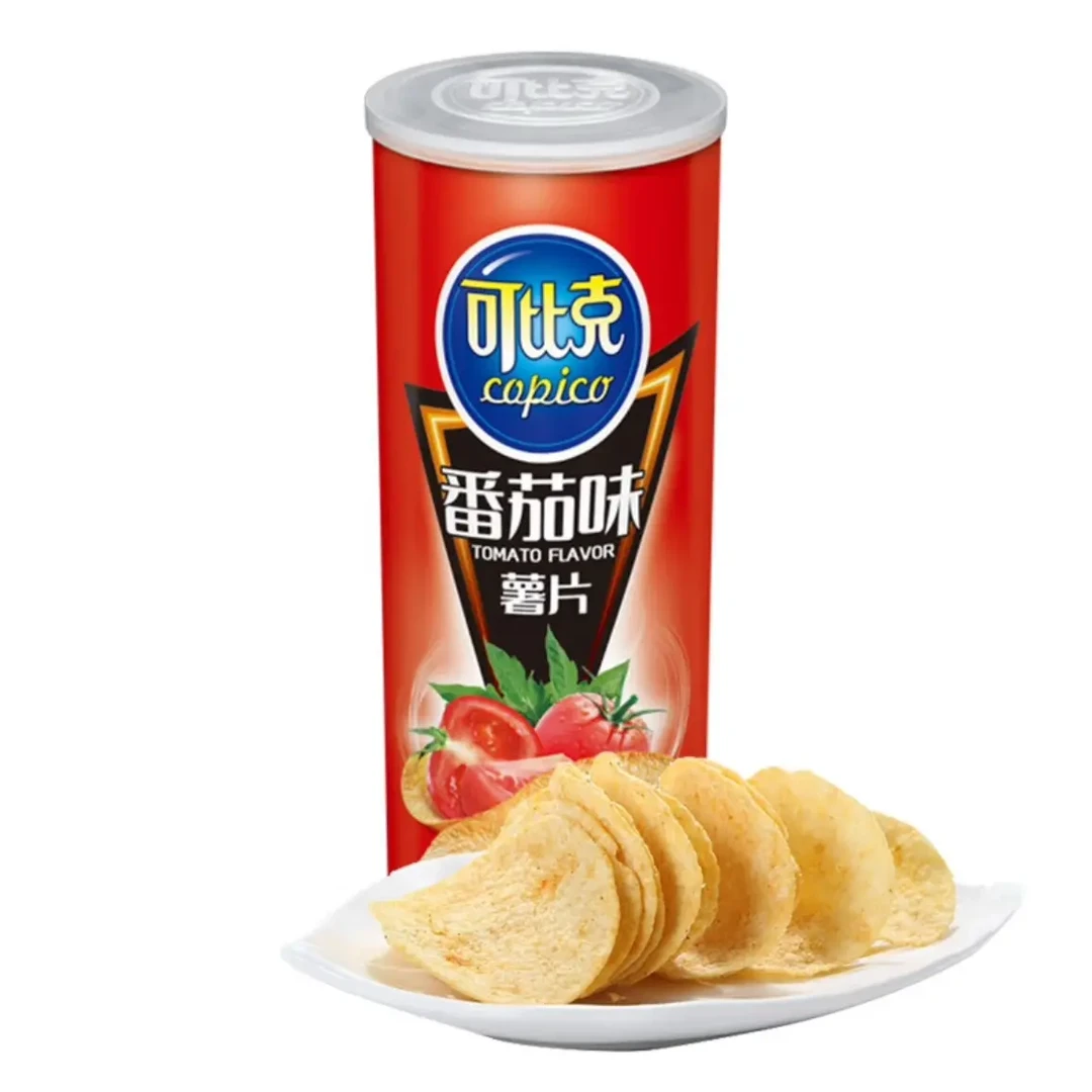 可比克番茄味薯片罐装105克多口味膨化宿舍小零食休闲食品办公室追剧解馋小吃代餐