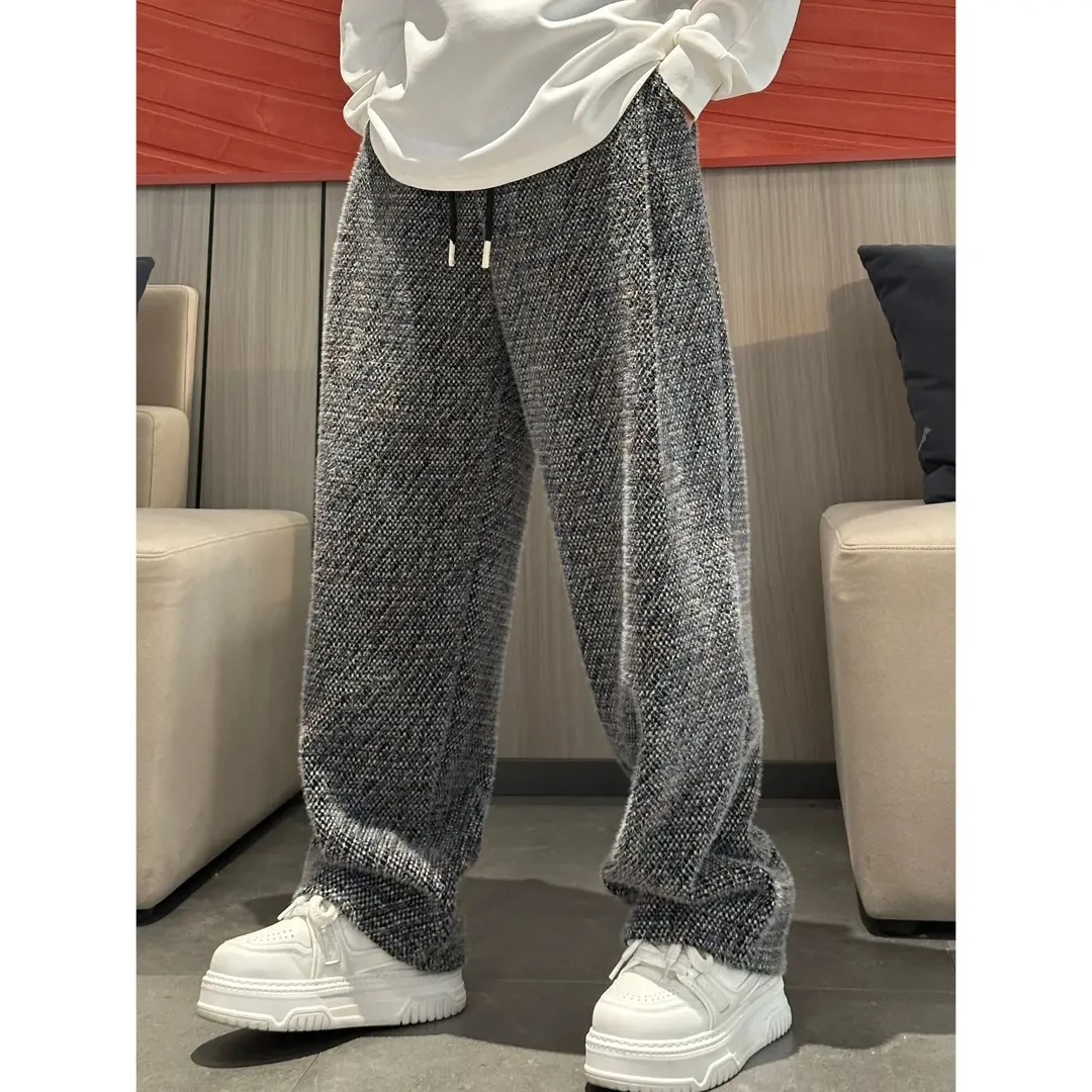 秋冬新款百搭韩版ins加厚绒面宽松舒适垂感时尚潮流高级感休闲裤