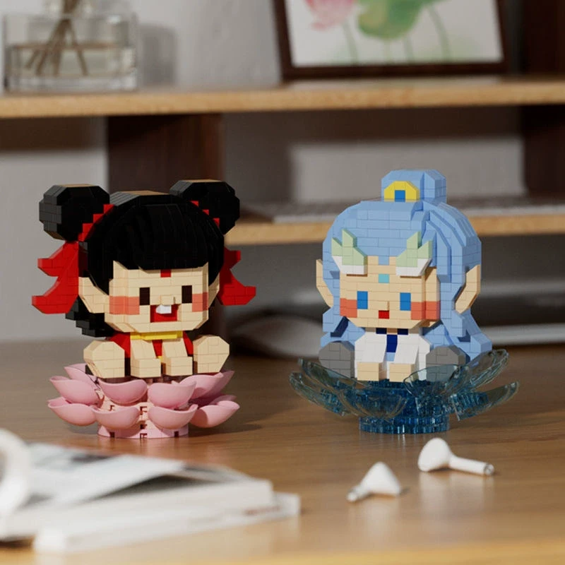 哪吒之魔童闹海微颗粒益智力拼装积木哪吒敖丙手办公仔送学生礼物