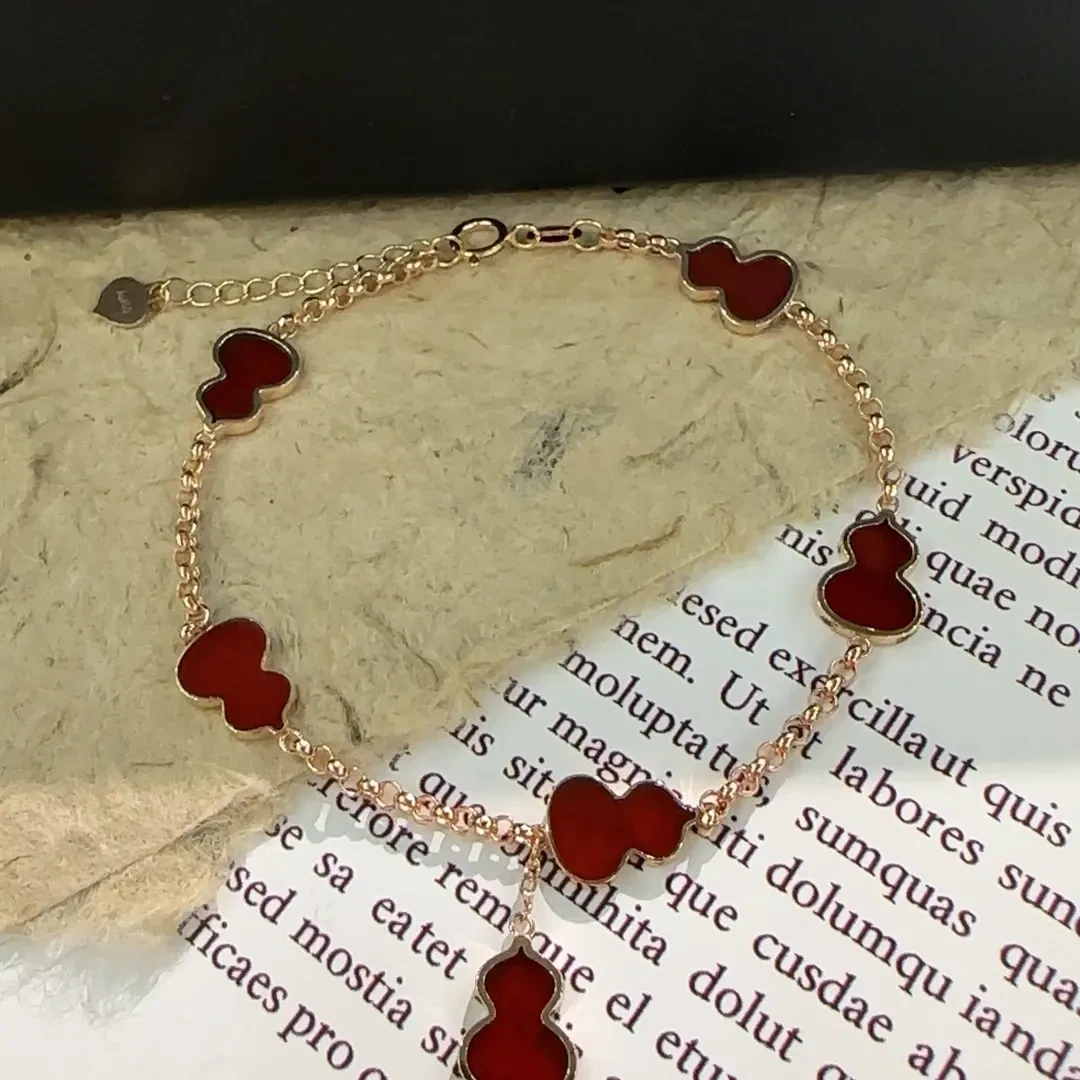 正品18K金设计款六福葫芦手链